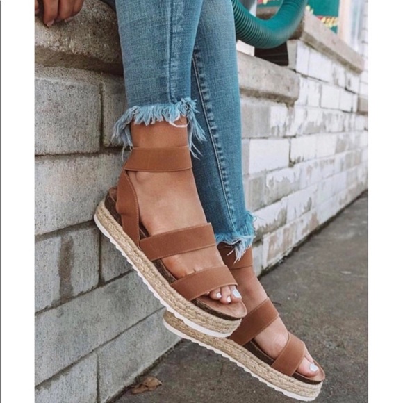 Fashion Addict Shoes - 📣”Sophia” ✨Camel Espadrille platform Sandals